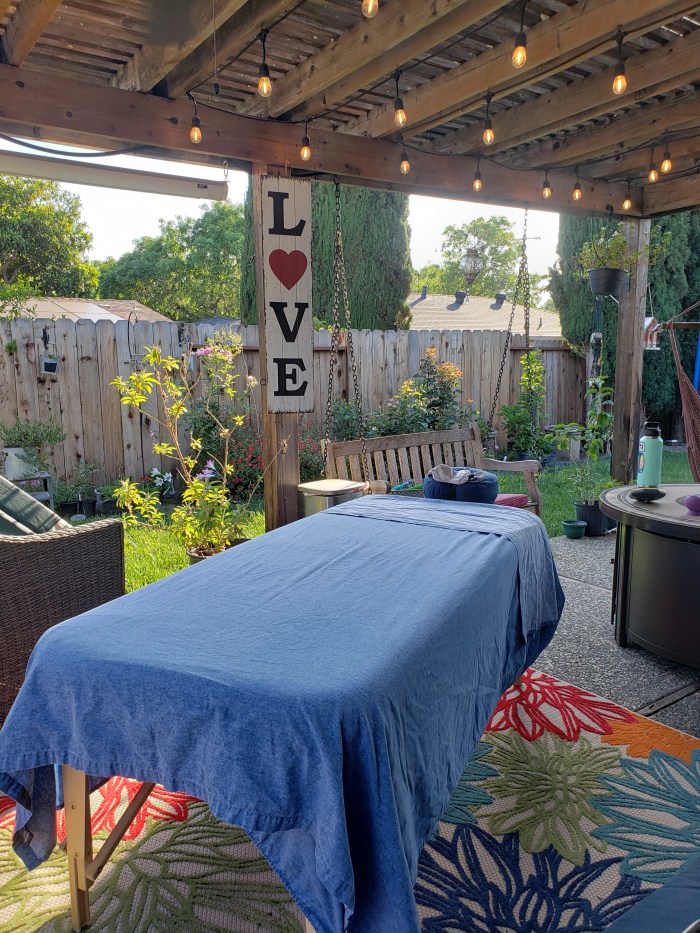 Backyard patio massage for my client